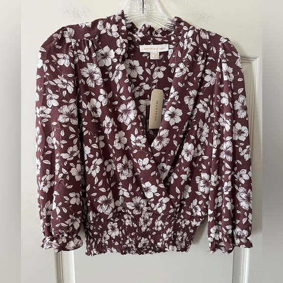 Monteau Los Angeles Tops - New! Monteau Floral Wrap Blouse Elastic Waist Women’s Size Medium